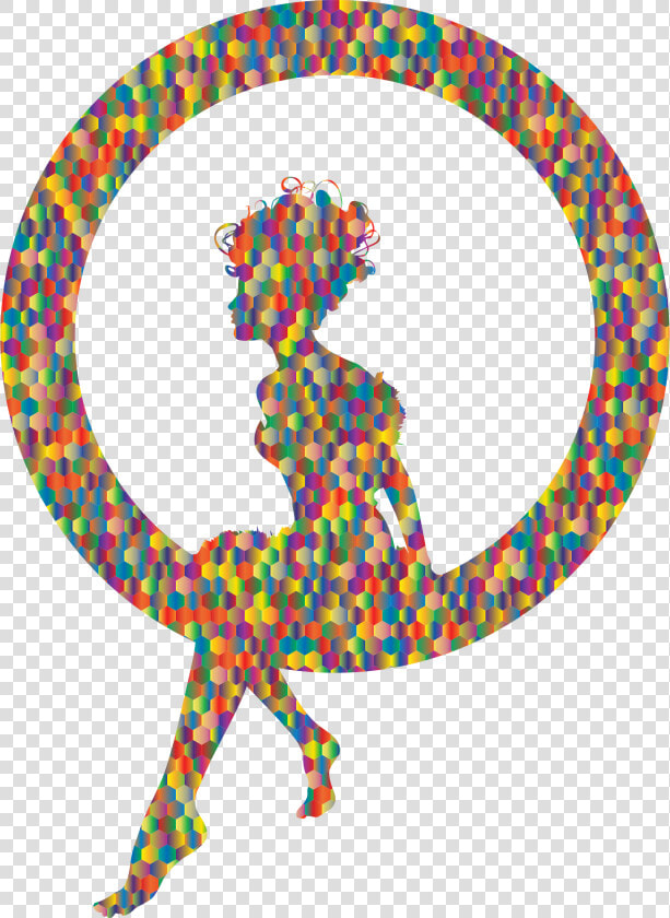 Polyprismatic Hex Fairy Sitting In A Circle Silhouette   Dream Girl Silhouette  HD Png DownloadTransparent PNG