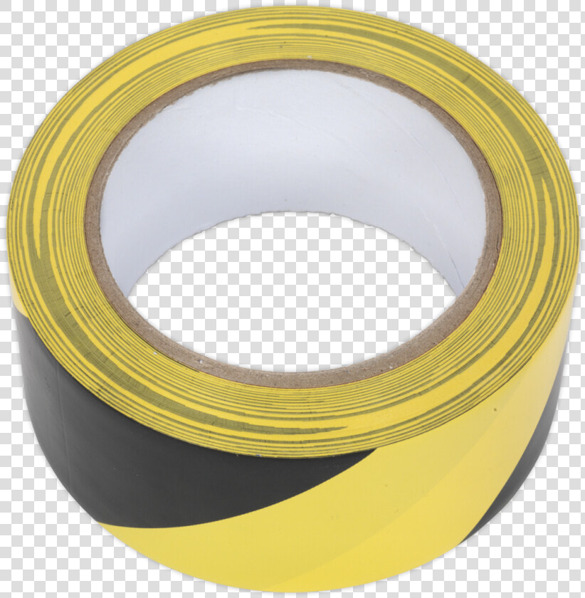 Hazard Warning Tape 50mm X 33mtr Black yellow Sealey   Circle  HD Png DownloadTransparent PNG