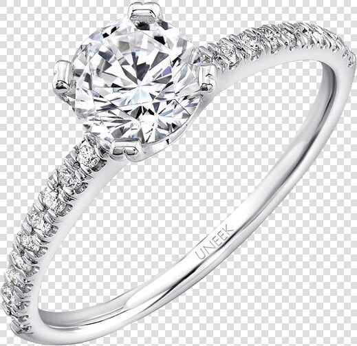 Uneek Round Diamond Non Halo Engagement Ring With Simple   White Gold Round Diamond Ring Halo  HD Png DownloadTransparent PNG