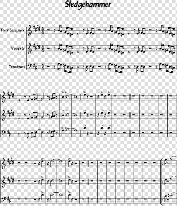 Sledgehammer Sax Sheet Music  HD Png DownloadTransparent PNG