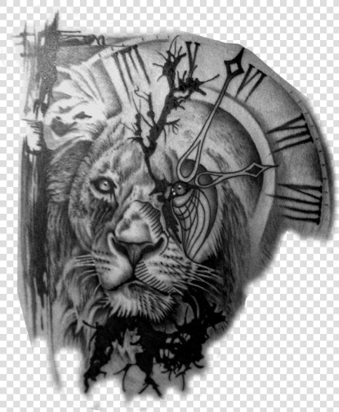 Tattoos Png   Forearm Lion Clock Tattoo  Transparent PngTransparent PNG