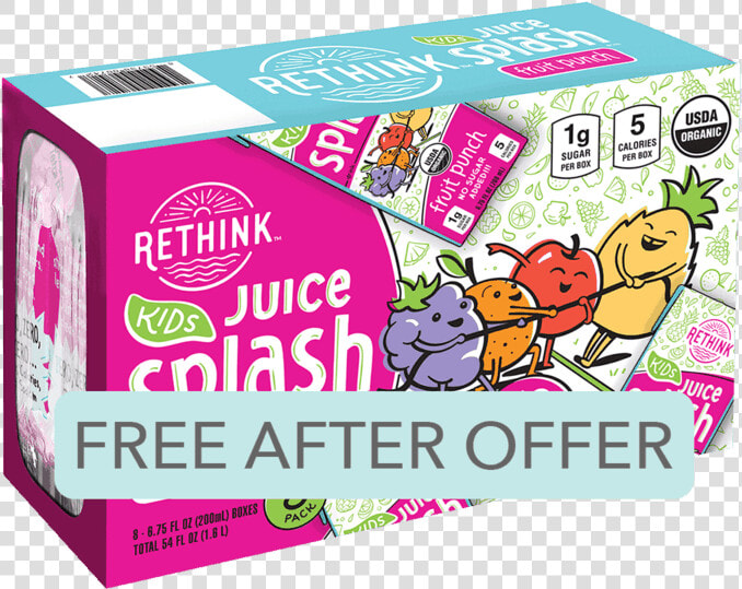 Pink Splash Png  rethink™ Kids Juice Splash Offer   Rethink Fruit Punch Barcode  Transparent PngTransparent PNG