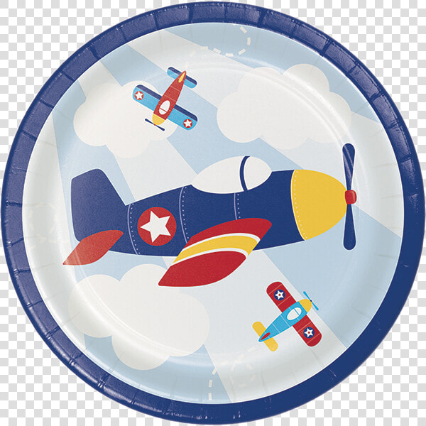 Airplane Flyer Dessert Plates   Little Airplane Birthday Plates Party Supplies Plates  HD Png DownloadTransparent PNG