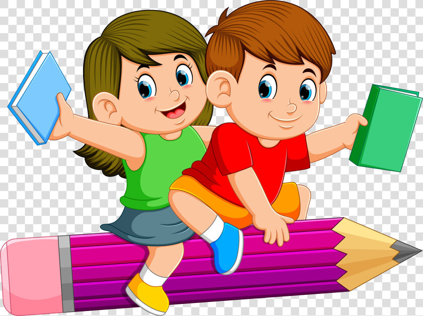 Kids Flying On Pencil Clipart   Png Download   Kids Pencil  Transparent PngTransparent PNG