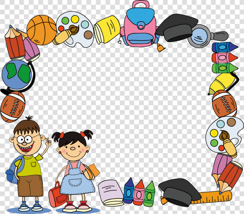 Clip Art Ni  os Graduados Clipart   School Kids Border Design  HD Png DownloadTransparent PNG