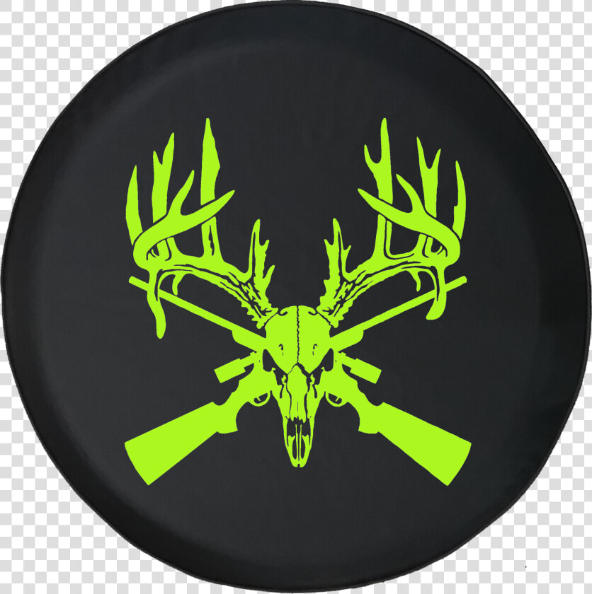 Deer Skull Big Rack Crossed Hunting Rifles   Decal Whitetail Deer Skull  HD Png DownloadTransparent PNG