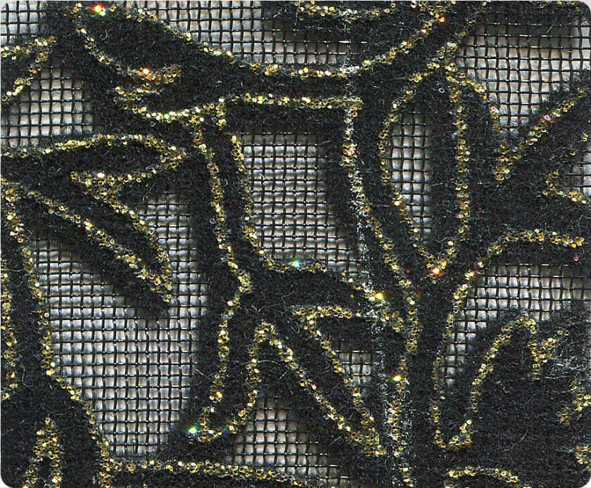 142 Gold Leaf Velvet Black Mesh  stiletto   Mesh Fabric With Black Velvet Designs  HD Png DownloadTransparent PNG