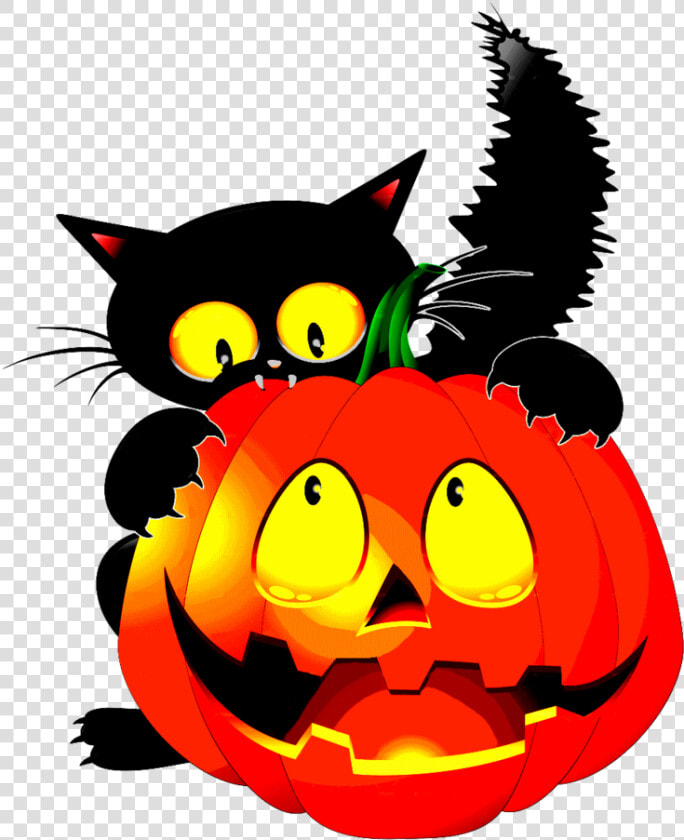 Funny Halloween Cat Cartoon Biting A Pumpkin Png   Clipart Halloween Pumpkin Cartoon  Transparent PngTransparent PNG