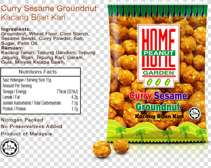 Curry Sesame Groundnut   Halal Logo Malaysia  HD Png DownloadTransparent PNG