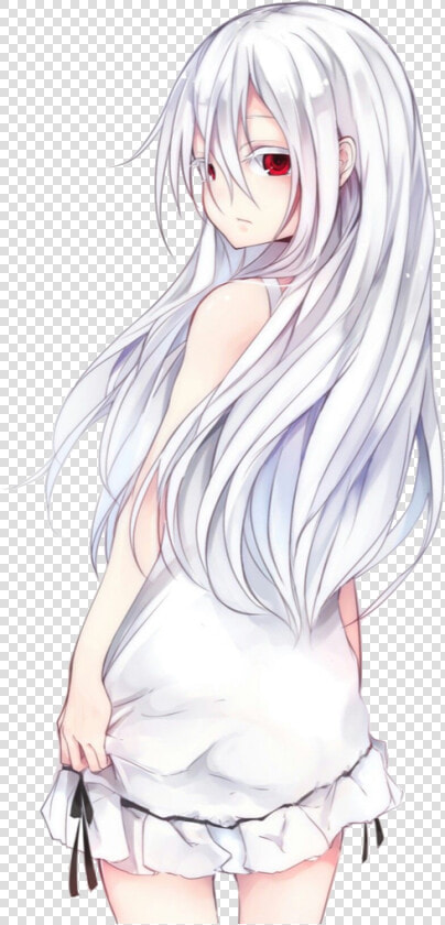  anime  animegirl  white  whitehair  freetoedit   Anime Girl With Long White Hair  HD Png DownloadTransparent PNG