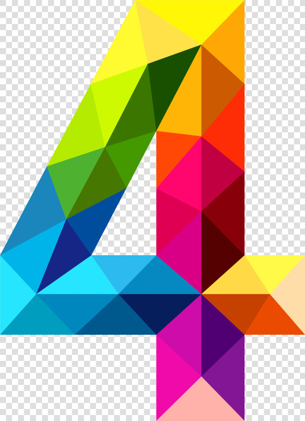 Colourful Triangles Number Four Png Clipart Image   Number 4 Clipart  Transparent PngTransparent PNG