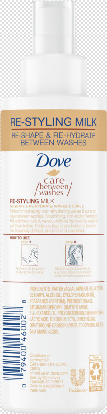 Dove Care Between Washes Re styling Milk  HD Png DownloadTransparent PNG