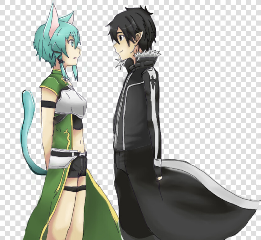 Kirito Sinon Alfheim Online By Pikarty10 On Deviantart   Kirito Y Sinon Png  Transparent PngTransparent PNG