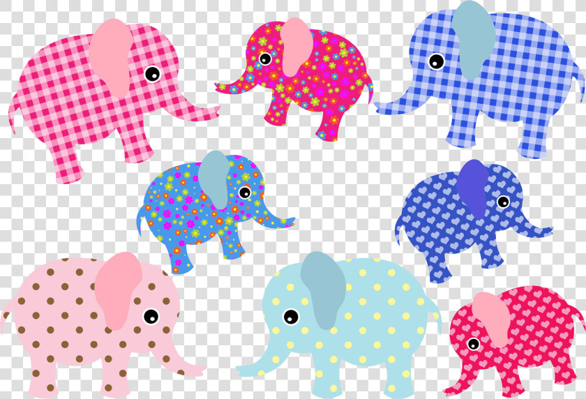 Colorful Retro Elephants Clip Arts  HD Png DownloadTransparent PNG