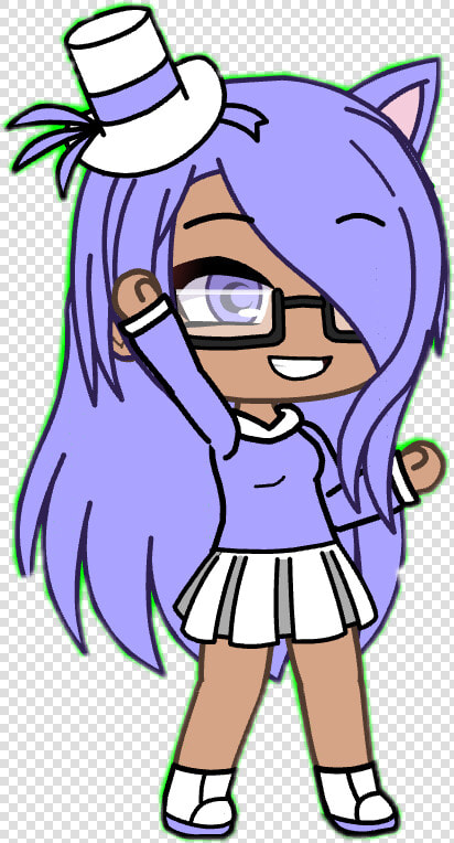  gacha  gachalife  love  purple  popstar  cat  cheer   Gacha Life Girl With Glasses  HD Png DownloadTransparent PNG