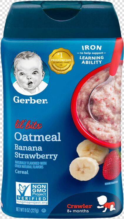 Lil Bits Oatmeal Banana Strawberry Cereal   Gerber Strawberry Banana Baby Food  HD Png DownloadTransparent PNG