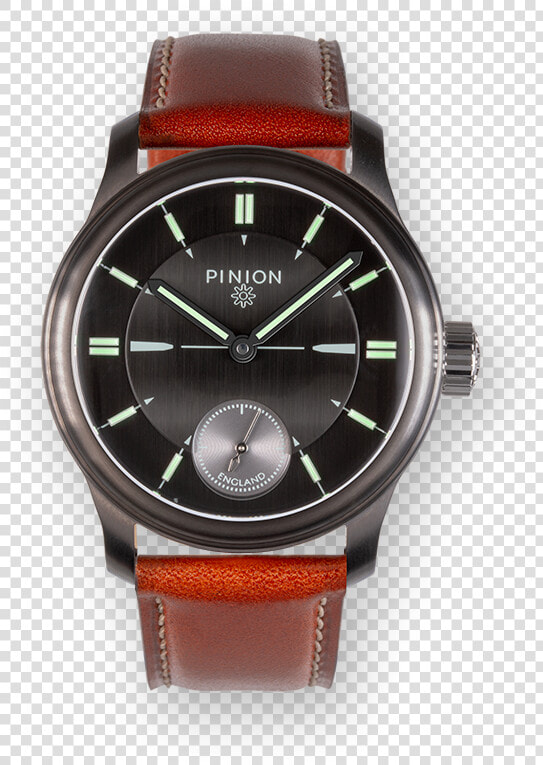 Pinion Pure Handwound Watch Gunmetal Grey Dlc Case   Hugo Boss Men Watch Brown Leather  HD Png DownloadTransparent PNG