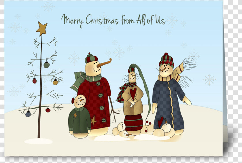 Snowmen Group  Winter Scene Greeting Card   Christmas Card  HD Png DownloadTransparent PNG