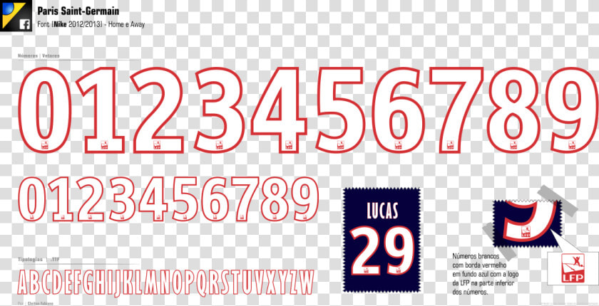 Jersey Numbers Png   Fonte Paris Saint Germain  Transparent PngTransparent PNG