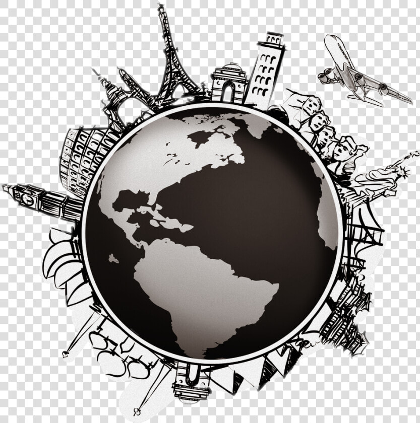 Image Library World Globe Map Compass   Travel Globe Black And White  HD Png DownloadTransparent PNG