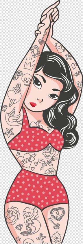 Tattooed Pin Up Girl Drawings  HD Png DownloadTransparent PNG