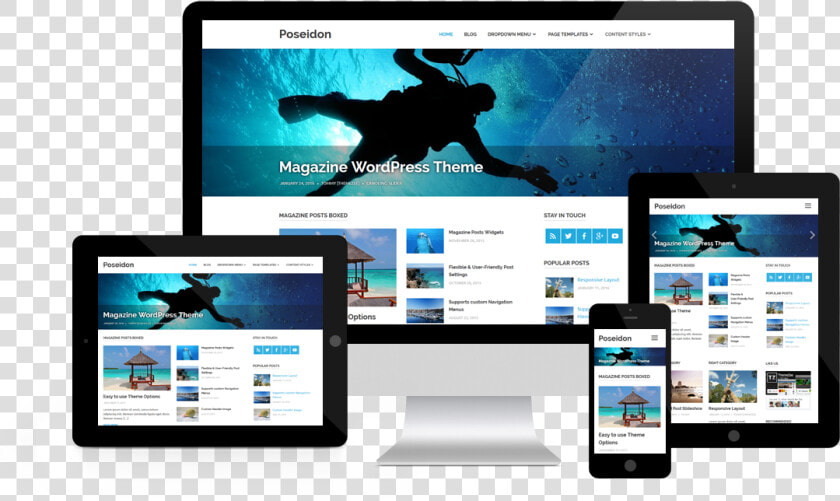 Poseidon Responsive Layout   Wordpress Theme  HD Png DownloadTransparent PNG