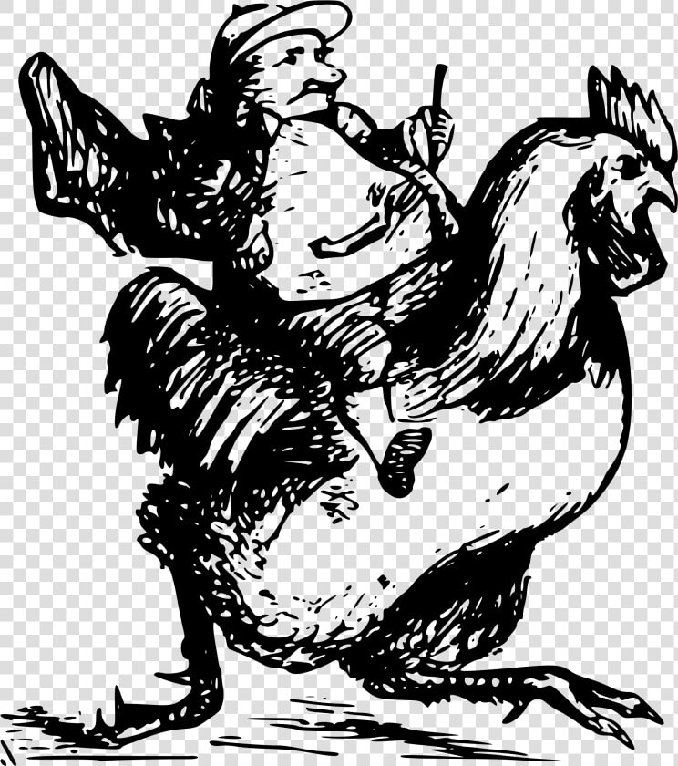 Man Racing On A Chicken Clip Arts   Man And Chicken Clipart  HD Png DownloadTransparent PNG