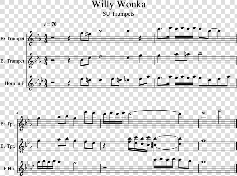 Willy Wonka Sheet Music For Trumpet  French Horn Download   French Horn Meme Music  HD Png DownloadTransparent PNG