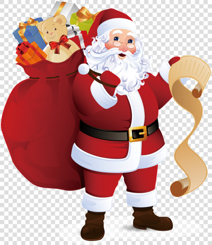 Santa Claus Transparent Decorative Carrying A Gift   Christmas Santa Claus Png  Png DownloadTransparent PNG