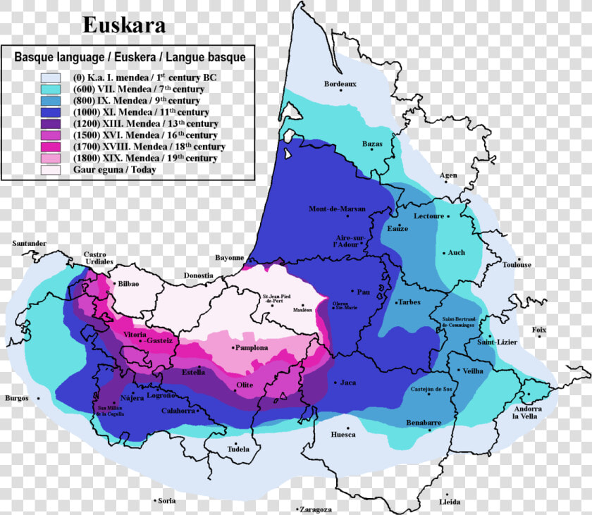 Basque Language Historical Map  HD Png DownloadTransparent PNG