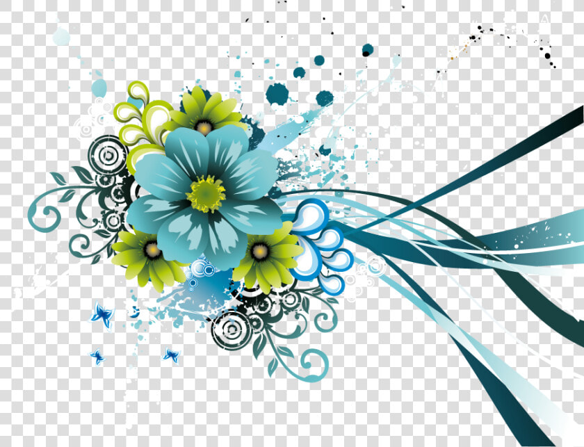 Png Flowers Vectors   Blue Green Flower Vector  Transparent PngTransparent PNG