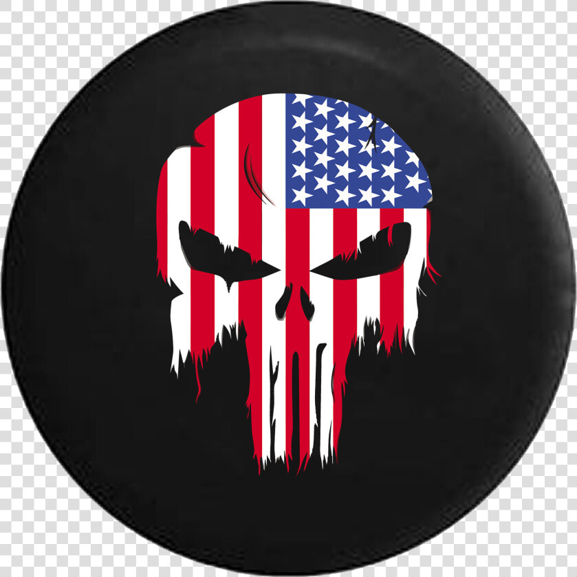 Tattered American Flag Punisher Skull Rv Camper Spare   Punisher Skull American Flag  HD Png DownloadTransparent PNG