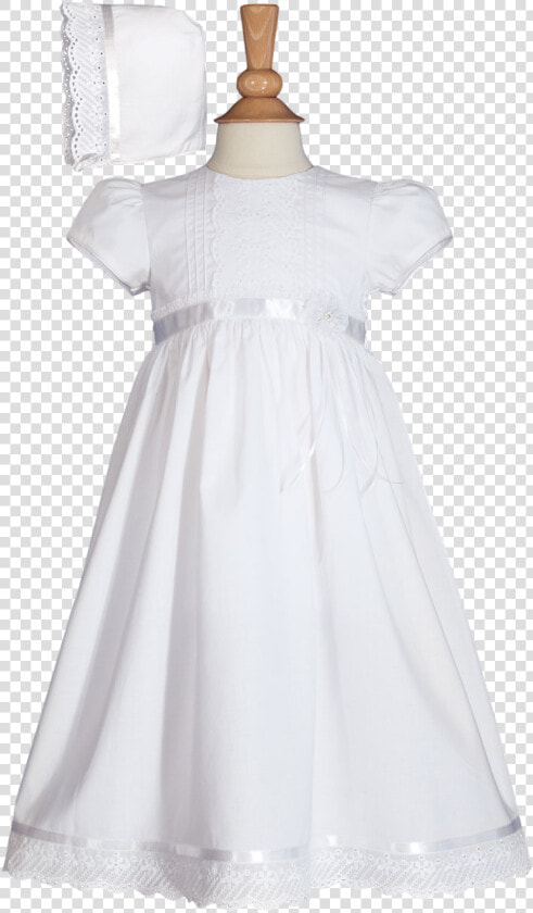 Pintuck  amp  Floral Eyelet Lace Handmade Cotton Baptism   Dress  HD Png DownloadTransparent PNG