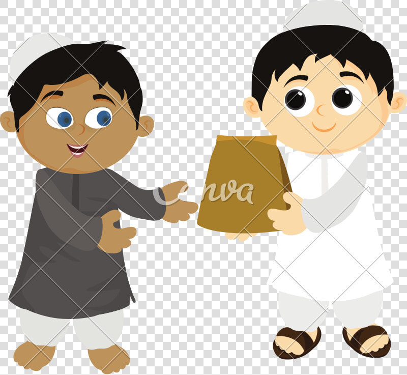 Cartoon Kids Images   Kids Muslim Sharing Cartoon  HD Png DownloadTransparent PNG