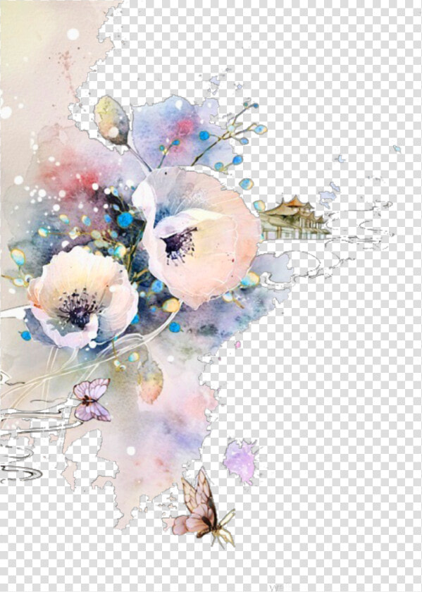 Watercolor Floral Corner Png   Png Download   Flowers And Butterflies Corner Borders  Transparent PngTransparent PNG