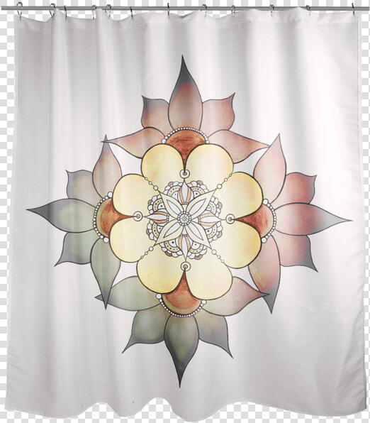 A White Shower Curtain With A Mandala inspired Flower   Shower Curtains Png  Transparent PngTransparent PNG