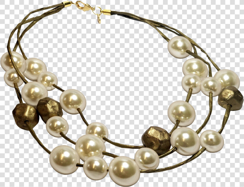 Recycled Paper And Pearl Necklace With Gold Cold Ceramic   Pearl  HD Png DownloadTransparent PNG