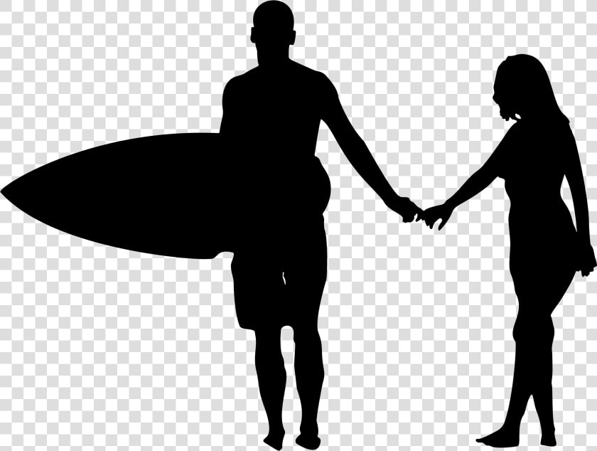 Surfer Couple Silhouette Clip Arts   People Silhouette On Beach  HD Png DownloadTransparent PNG