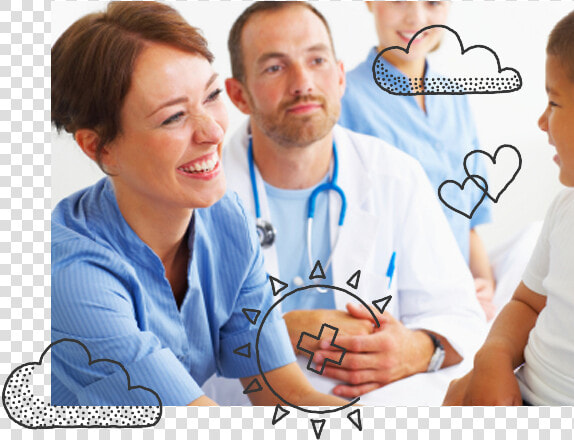 Woman Smiling At Child Next To Man With Stethoscope   Physician Assistant Job Duties  HD Png DownloadTransparent PNG