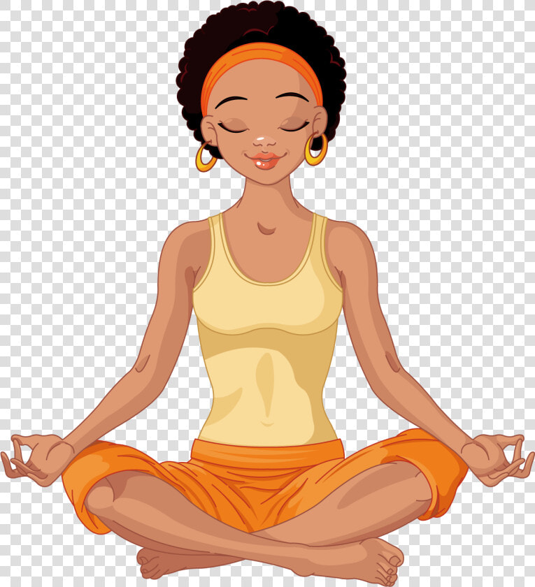 Transparent Meditating Clipart   African American Yoga Girl  HD Png DownloadTransparent PNG