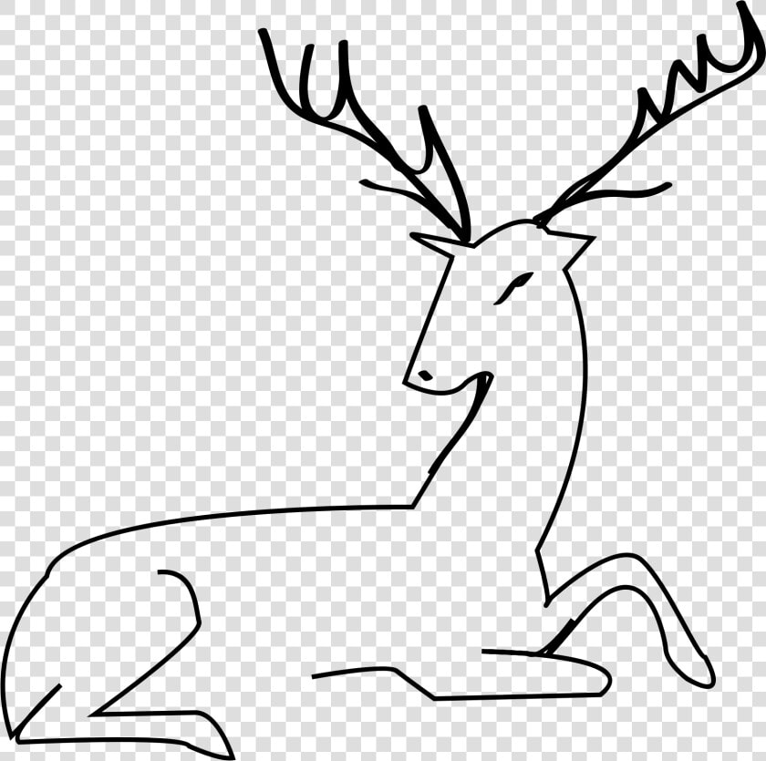 Cliparts For Free Download Antlers Clipart Draw And   Simple Deer Sitting Drawing  HD Png DownloadTransparent PNG