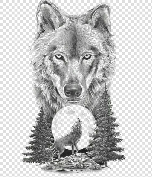 Gray Sketch Art Tattoo Artist Motion Wolf Clipart   Wolf Moon Tattoo Design  HD Png DownloadTransparent PNG