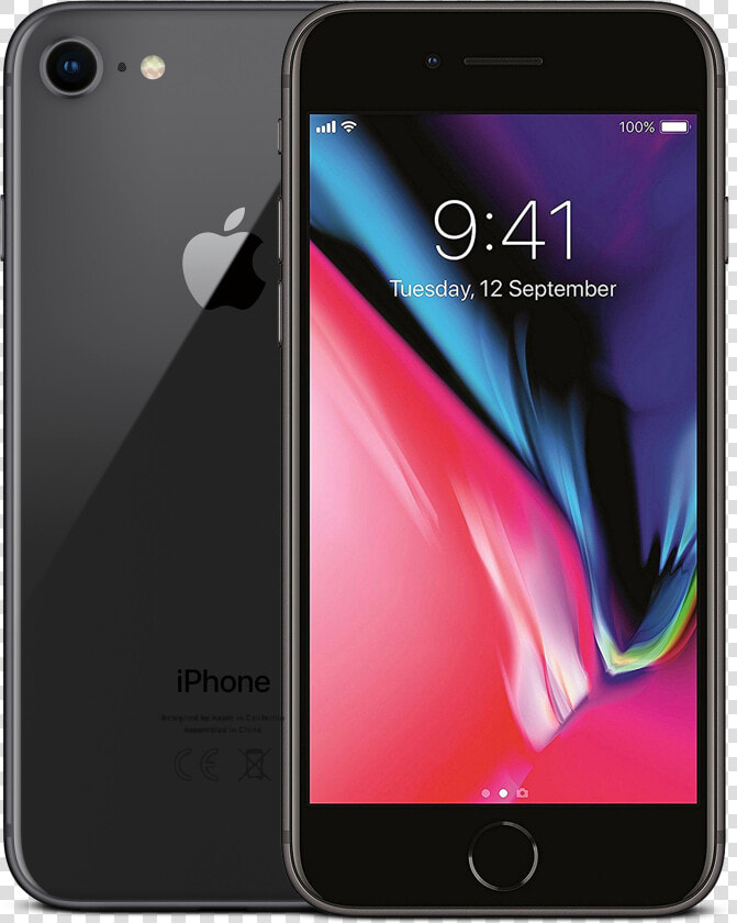 Iphone 8 64gb Space Grey Value Pre Owned Data Large   Apple Iphone 8 Black  HD Png DownloadTransparent PNG