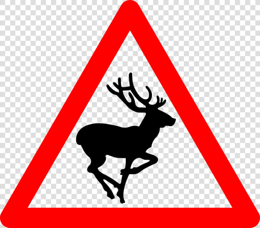 Deer Traffic Sign Warning Sign Clip Art   Wild Animals Road Sign  HD Png DownloadTransparent PNG