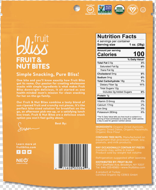 Fruit Bliss Fruit  amp  Nut Bites Apricot   Fruit Bliss  HD Png DownloadTransparent PNG