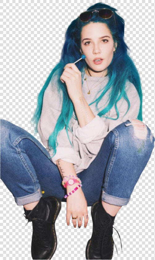 Halsey Long Blue Hair  HD Png DownloadTransparent PNG