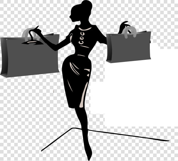 Lady Shopping Clip Art At Clker   Woman Shopping Black And White  HD Png DownloadTransparent PNG