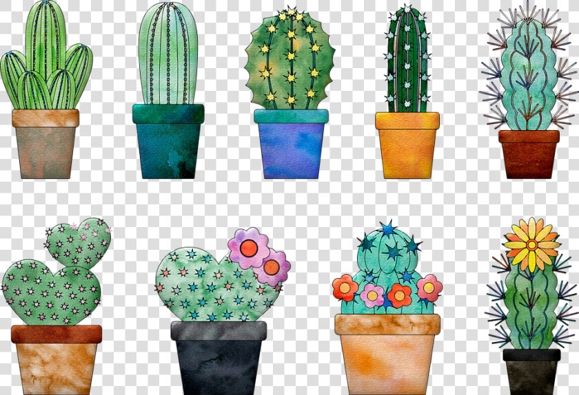 Watercolor Cactus  Cactus In Pot  Cactus  Watercolor  HD Png DownloadTransparent PNG