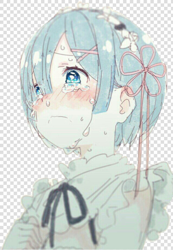 Rem Anime Animesad Animesadgirl Bluehair Cry Maid Rezer   Rem Re Zero Cry  HD Png DownloadTransparent PNG