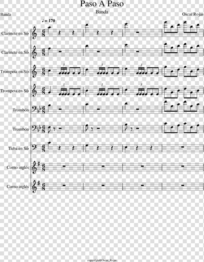 Paso Sheet Music For Clarinet  Trumpet  Trombone  Tuba   Tetris Theme A Song  HD Png DownloadTransparent PNG